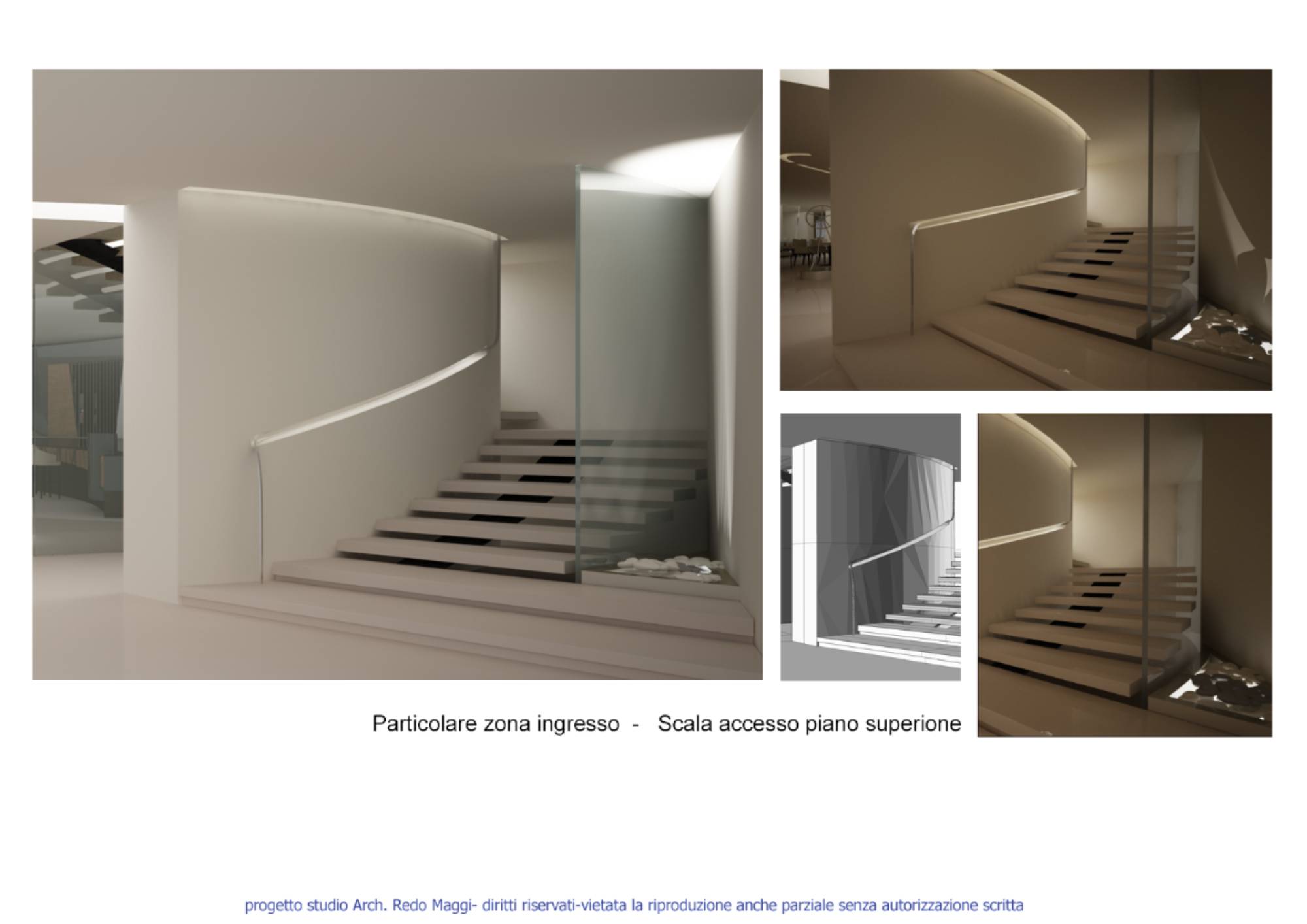 Rendering ristorante Ancona concept interior design