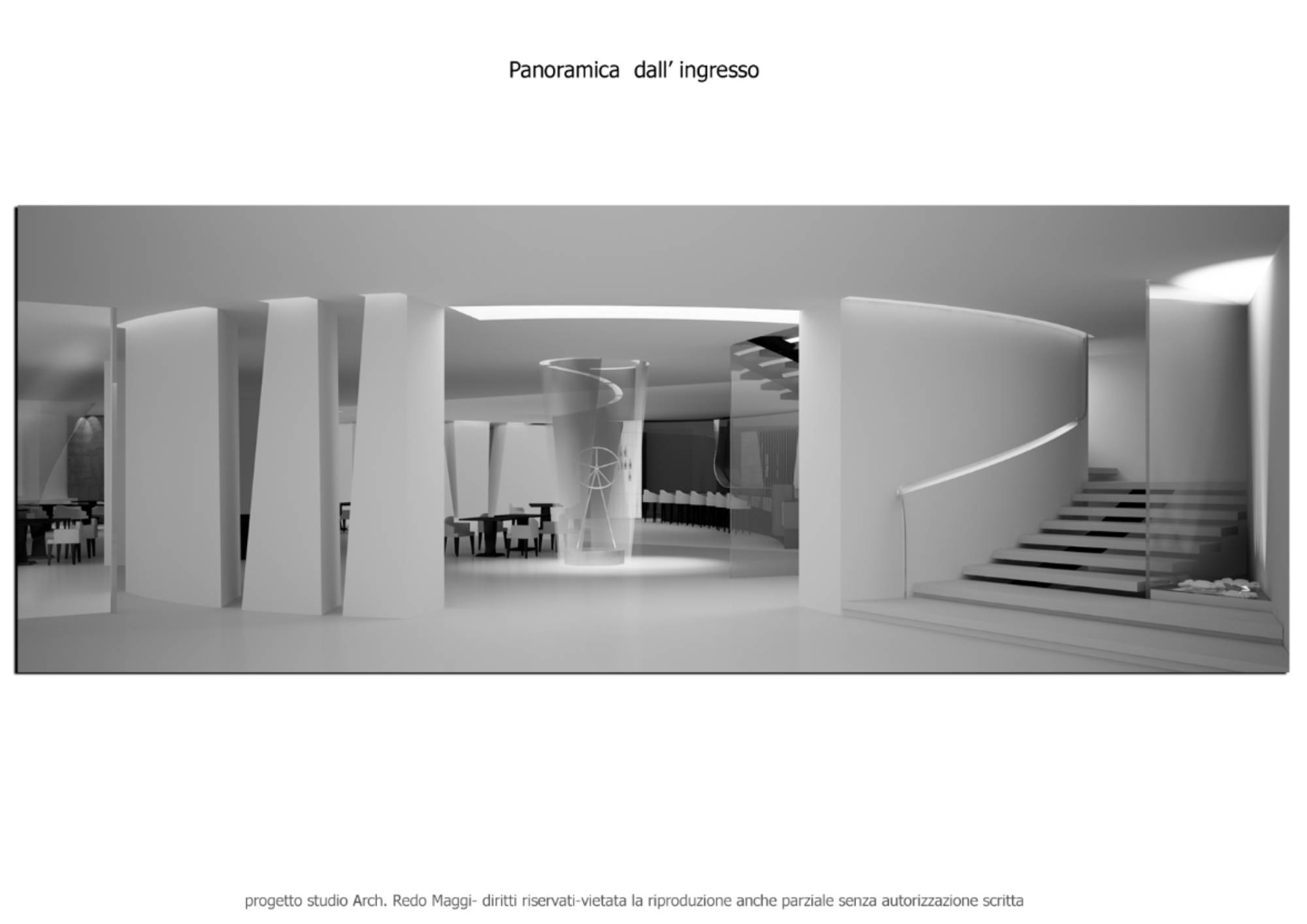 Rendering ristorante Ancona concept interior design